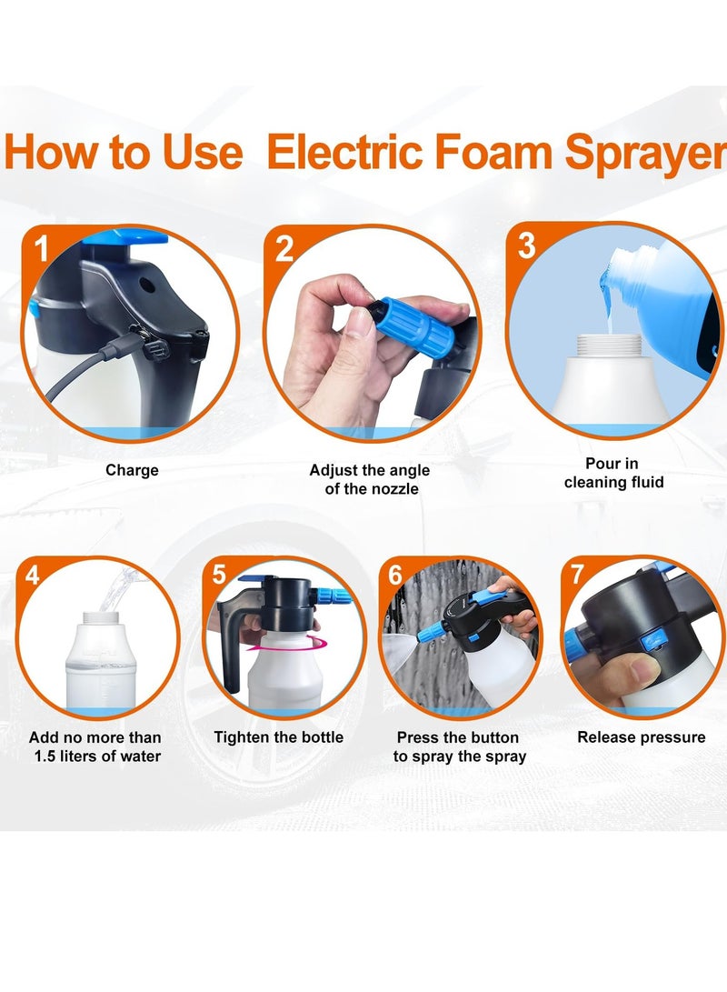 MIXDE Car Foam Sprayer, Electric Pressurized Foam Sprayer, Foam Sprayer, Car Wash Foam, Adjustable Foaming Car Wash Sprayer, Suitable for Home, Garden Car Beauty Cleaning, Car Accessories - Image 3